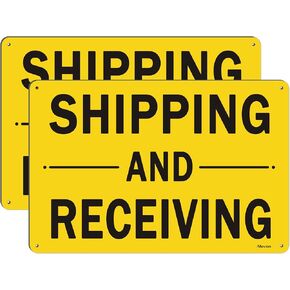 Shipping and Receiving Signs 18 x 12 Inches Shipping Signs for Factory, Business, Receiving Metal Signs Packages Signs, Rust Free Aluminum 2-Pack