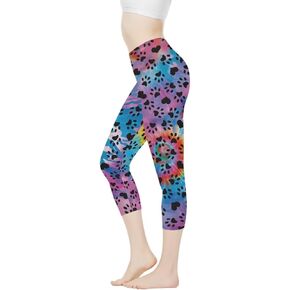 Poceacles Womens Capri Yoga Leggings, Butt Lift High Waisted Tummy Control Leggings Sports Workout Stretchy Yoga Pants