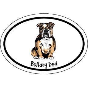 WickedGoodz Oval English Bulldog Dad Decal - Dog Bumper Sticker - for Laptops Tumblers Windows Cars Trucks Walls - Color