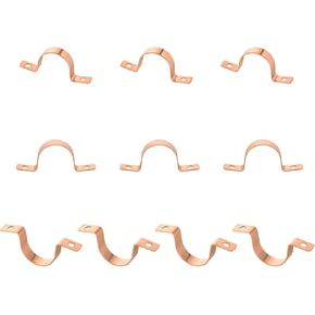 50-Pack GUOFIS 1/2Inch C x 1/2Inch C Copper Pipe Straps Clamp with Two Holes, Two-Hole Clamps Mount for Residential, Commercial