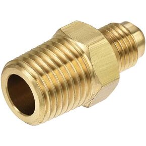 uxcell Brass Pipe Fitting, 3/16 SAE Flare Male to 1/4NPT Male Thread, Tubing Adapter Hose Connector, for Air Conditioner Refrigeration