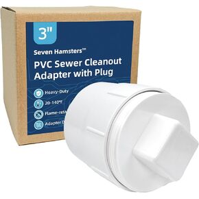 3" PVC Sewer Cleanout with Plug Adapter Pipe Fitting DWV Sewer Cleanout Cap Flush Drainage Pipe Cover for Outdoor Garden