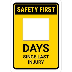Safety First: Days Since Last Injury Yellow Portrait - Dry Erase Wall Sign Safety Signs 12"x16" Metal Sign Danger Warning Man Cave Yard Indoor Or Outdoor