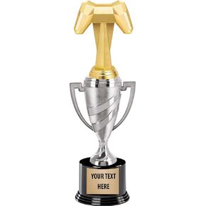 Crown Awards Video Games Trophy, 14" Silver Cup Video Games Trophies, Enter Your Own Engraving Prime