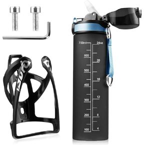 Bike Water Bottle Holder with 700ml Water Bottle, Bike Bottle Holder with Premium BPA Free Leak Proof Bike Water Bottle, Water Bottle Cage for Bike, Mountain and Kids