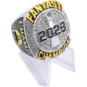 2023 Fantasy Football Championship Ring | Heavy FFL Champion Ring | Gold Silver Tone Plated Award Trophy for Fantasy Football League Winner