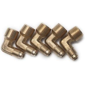 LTWFITTING Brass Flare 1/4" OD x 3/8" Male NPT 90 Degree Elbow Tube Fitting (Pack of 5)