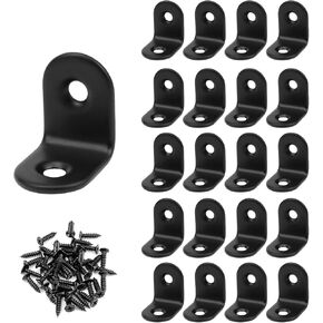 Coshar 20Pcs 30 x 30mm L Bracket Corner Brace Stainless Steel Joint Right Angle Shelf Bracket 90 Degree Fastener Joints Support Bracket with Screws (1.2x1.2in)