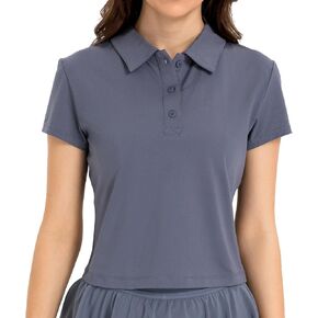 Women's Cropped Polo Shirts Athletic Golf Tennis Shirts Short Sleeve Moisture Wicking Collared Sports T-Shirts