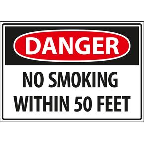 Safety Sign, Danger - no smoking within 50 feet., Size 10 x 7 inch, Rigid Plastic in Kuwait