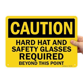 SmartSign "Caution - Hard Hat And Safety Glasses Required" Sign | 10" x 14" Aluminum