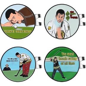 Enamel Golf Ball Marker with Magnetic Hat Clip - Great Golf Gifts for Men and Women Golfers(4-Pack)
