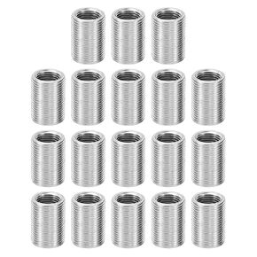 PATIKIL M10xM8x10mm Metal Threaded Repair Insert Nut, 18Pcs Male to Female Fine Thread Sleeve Inserts Reducing Nut Adapter Reducer Screw Sleeves, White Zinc