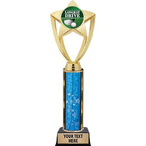 Crown Awards Golf Trophies, 11" Gold Star Golf Longest Drive Trophy with Engraving Included Prime