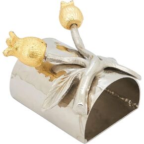 SARO LIFESTYLE Collection Gold Pomegranate Hammered Napkin Rings (Set of 4), 1.5, Silver (NR315.S)
