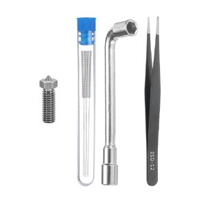 uxcell 3D Nozzles Kit, 3D Printer Stainless Steel Nozzles 0.4mm, 5pcs Nozzle Cleaning Needles, with a Socket Wrench and a Tweezer, for 1.75mm Ender3 Series