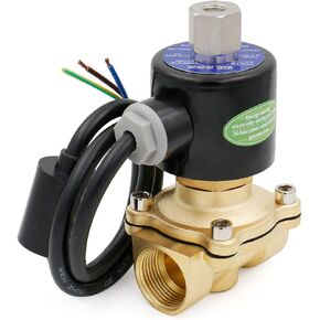 Baomain Brass Electric Solenoid Valve Energy Saving AC 110V 3/4 inch Port Direct Acting Normally Open Working for Water 2W-200-20KJ
