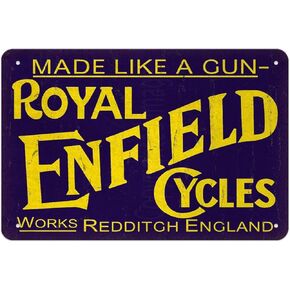 Royal Enfield Retro Metal Tin Sign Royal Poster Home, Garage, Man cave, Plate, Cafe, Pub, Motel Art Wall Decor 8x12 Inches