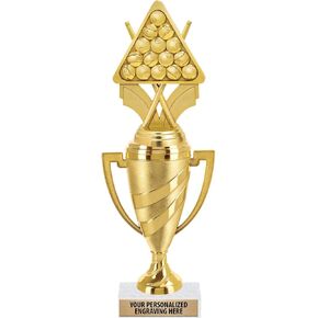Billiards Trophy, 11" Gold Cup Billiards Pool Trophies with Engraving Included Prime