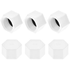 uxcell G1/2 Pipe Fitting Cap, PPR Hex Female Thread Hose Connector with Gasket, for Garden and Outdoor Water Pipes End, White 6Pcs