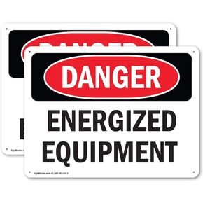 (2 Pack) Energized Equipment OSHA Danger Sign 10 Inch X 7 Inch Plastic Sign, Weather Resistant, UV Protected for Workplace, Business, and Construction Site, Made in the USA