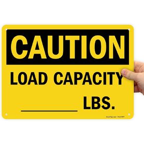 SmartSign 10 x 14 inch “Caution - Load Capacity ….. Lbs" Write-On OSHA Sign, Digital Printing, 55 mil HDPE Plastic, Black and Yellow