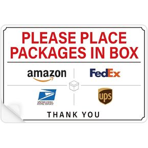 Leave Packages and Deliveries Here Sign, Self-Adhesive Weather & Fade Resistance Please Place Packages in Box Sticker, Delivery Signs for Packages, Front Door，House, Home, Office Outdoor Use