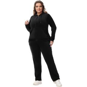 ROYAL MATRIX Womens Plus Size Velour Tracksuit 1X-6X 2 Pieces Velour Sweatsuits Set Full Zip Hoodie & Sweatpant Sets