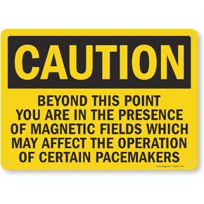 SmartSign "Caution - Magnetic Fields" Pacemaker Warning Sign | 10" x 14" Plastic