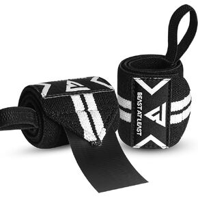 Weight Lifting Wrist Wraps – 18" Cotton Wrist Support with Thumb Loop – Gym Straps for Workout Powerlifting Weightlifting Fitness Strength Training, Stiff Wrist Straps