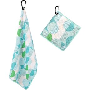 Golf Towel with Clip for Women and Men Golfer - 2pcs Microfiber Golf Ball Towels, On- Course Golf Accessories, Golf Gifts for Women (Blue)