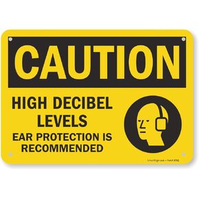 SmartSign “Caution - High Decibel Levels Ear Protection is Recommended" Sign | 7" x 10" Aluminum