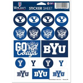 WinCraft NCAA Brigham Young University BYU Cougars 5" x 7" Variety Sticker Sheet (17 Stickers, 1 Sheet)