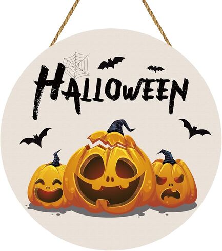 زينة باب الهالوين، لافتة باب الهالوين، شماعة باب اليقطين اللطيفة للهالوين، إكليل باب خشبي للهالوين، ديكور معلق للباب الأمامي، الشرفة، جدار حفلة الهالوين، ديكور منزلي داخلي in Kuwait