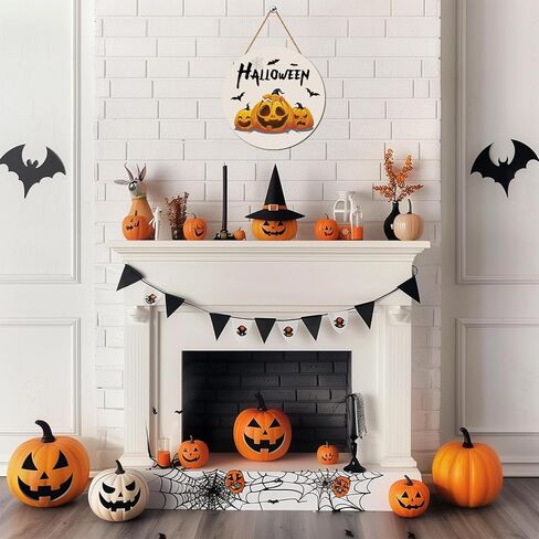 زينة باب الهالوين، لافتة باب الهالوين، شماعة باب اليقطين اللطيفة للهالوين، إكليل باب خشبي للهالوين، ديكور معلق للباب الأمامي، الشرفة، جدار حفلة الهالوين، ديكور منزلي داخلي in Kuwait