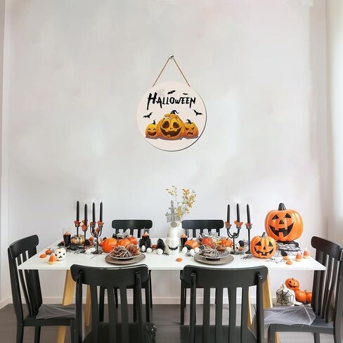 زينة باب الهالوين، لافتة باب الهالوين، شماعة باب اليقطين اللطيفة للهالوين، إكليل باب خشبي للهالوين، ديكور معلق للباب الأمامي، الشرفة، جدار حفلة الهالوين، ديكور منزلي داخلي in Kuwait