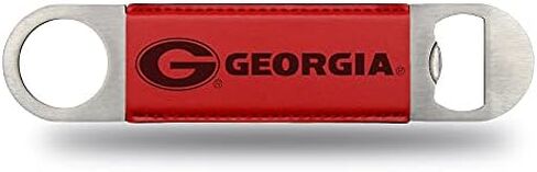 شفرة شريطية حمراء منقوشة بالليزر من الجلد الصناعي محفورة بالليزر من Rico Industries NCAA Georgia Bulldogs - ملحق مشروبات رائع ليوم اللعبة in Saudi Arabia