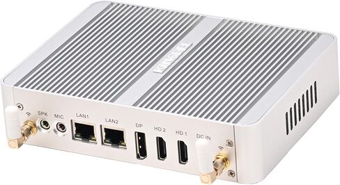 كمبيوتر KINGDEL صغير بدون مروحة مع Intel الجيل الثاني عشر N100 4 نوى (حتى 3.4 جيجا هرتز) 16 جيجا بايت DDR4 RAM، 512 جيجا بايت NVMe SSD، 2xLAN، 2xHD، DP، 4K: 4096 x 2160، 8xUSB، حافظة معدنية كاملة، W-11 Pro in Kuwait