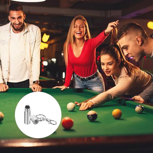 Snooker Billiard Pool Cue Tip Tool - Aluminum Alloy Cue Stick Repair Tool with Keychain, Multifunction, Apply for Snooker in Kuwait