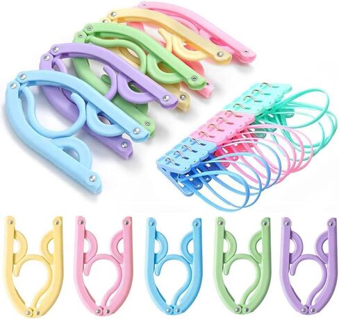 10 Pcs Travel Hangers - Cruise Ship Essentials Portable Folding Clothes Hangers Travel Accessories Foldable Clothes Drying Rack for Travel (Colorful 10pcs) in Saudi Arabia
