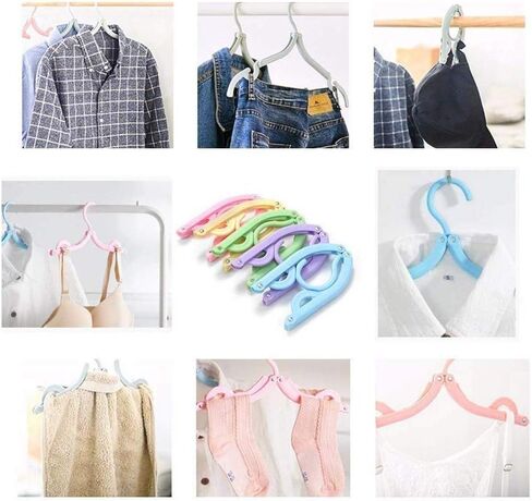 10 Pcs Travel Hangers - Cruise Ship Essentials Portable Folding Clothes Hangers Travel Accessories Foldable Clothes Drying Rack for Travel (Colorful 10pcs) in Saudi Arabia