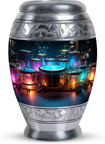 Neon Drum Set Cremation Urn Human Ashes - Unique Urns for Human Ashes Adult - Urns for Human Ashes Adult Male Dad - Decorative Urns - Urn for Ashes Adult Male (size-3nch,4pcs) in Saudi Arabia