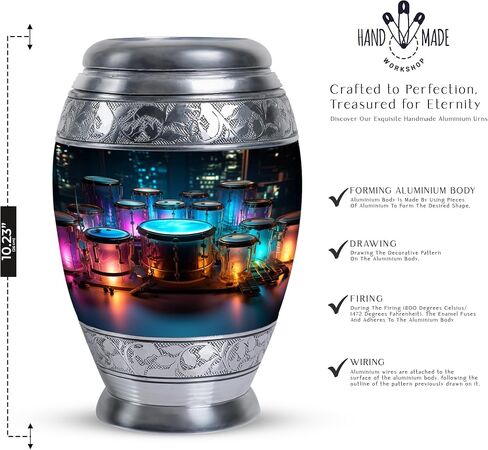 Neon Drum Set Cremation Urn Human Ashes - Unique Urns for Human Ashes Adult - Urns for Human Ashes Adult Male Dad - Decorative Urns - Urn for Ashes Adult Male (size-3nch,4pcs) in Saudi Arabia