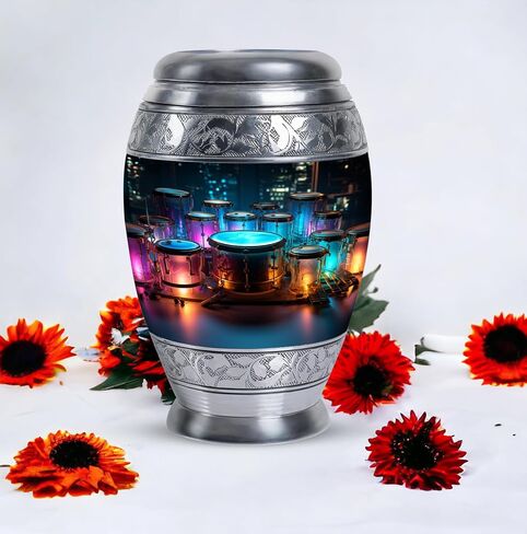Neon Drum Set Cremation Urn Human Ashes - Unique Urns for Human Ashes Adult - Urns for Human Ashes Adult Male Dad - Decorative Urns - Urn for Ashes Adult Male (size-3nch,4pcs) in Saudi Arabia