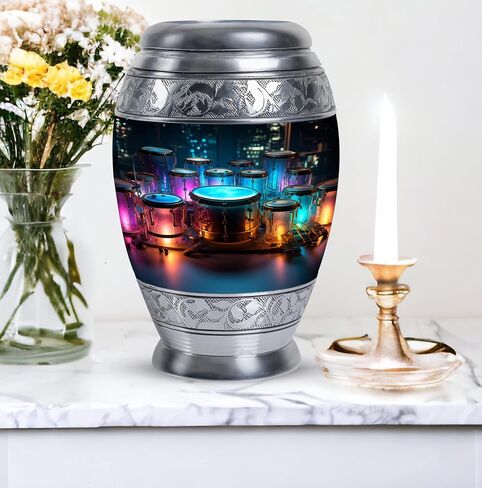 Neon Drum Set Cremation Urn Human Ashes - Unique Urns for Human Ashes Adult - Urns for Human Ashes Adult Male Dad - Decorative Urns - Urn for Ashes Adult Male (size-3nch,4pcs) in Saudi Arabia