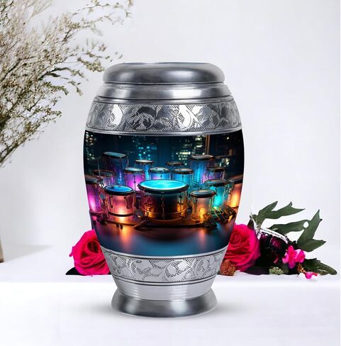Neon Drum Set Cremation Urn Human Ashes - Unique Urns for Human Ashes Adult - Urns for Human Ashes Adult Male Dad - Decorative Urns - Urn for Ashes Adult Male (size-3nch,4pcs) in Saudi Arabia