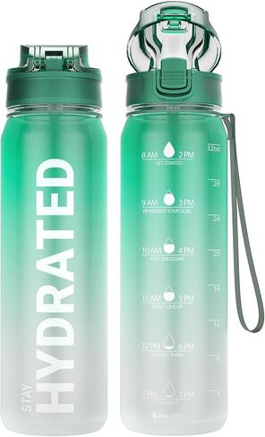Sahara Sailor Water Bottle, 32oz Motivational Water Bottles with Time Marker, Sports Water Bottle with Silicone Spout and Straw, Tritan, BPA Free, Leakproof Bottle with Wide Mouth in Saudi Arabia