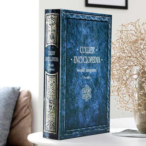 Book Box Decorative Storage Box, Old Books for Home Decor Faux Wood with Magnetic Lock Storage for Hidden Jewelry,Photos, Greeting Cards,Remotes,Leather Embossed Large Size Box -5-03 in Kuwait