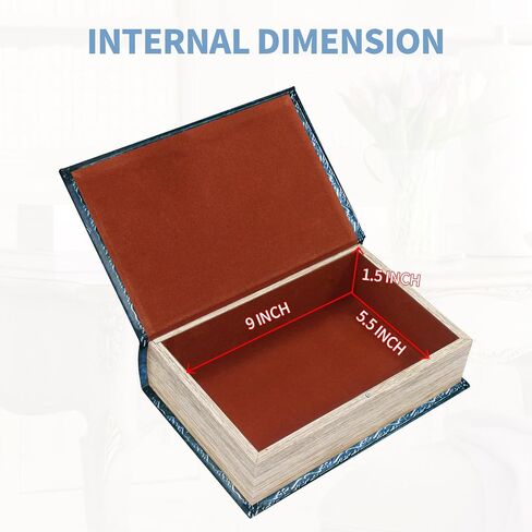 Book Box Decorative Storage Box, Old Books for Home Decor Faux Wood with Magnetic Lock Storage for Hidden Jewelry,Photos, Greeting Cards,Remotes,Leather Embossed Large Size Box -5-03 in Kuwait