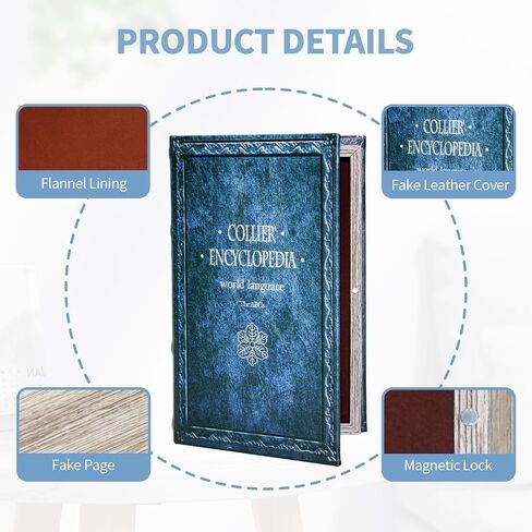 Book Box Decorative Storage Box, Old Books for Home Decor Faux Wood with Magnetic Lock Storage for Hidden Jewelry,Photos, Greeting Cards,Remotes,Leather Embossed Large Size Box -5-03 in Kuwait